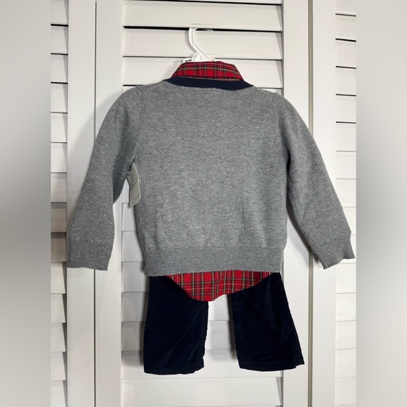 NWT Starting Out Toddler Boys Sweater w Red Plaid Shirt & Corduroy Set Size 18M - Picture 4 of 5